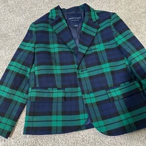 Janie and Jack Tartan Plaid Blazer in Green and Navy
